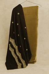 Velvet Brown Elegance Suit With  Embroidered Dupatta – Deep Brown