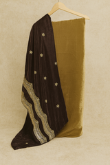 Velvet Brown Elegance Suit With  Embroidered Dupatta – Deep Brown