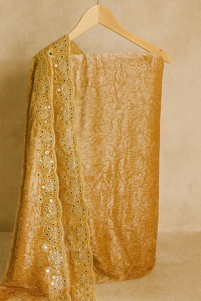 Luxury Gold Velvet suit Dupatta with Heavy Sequin & Thread Work