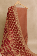 Royal Maroon Velvet Suit and Dupatta with Heavy Antique Gold Embroidery