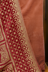 Royal Maroon Velvet Suit and Dupatta with Heavy Antique Gold Embroidery